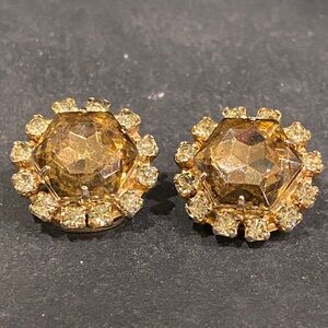 Elegant Gold-Tone Crystal Clip Earrings